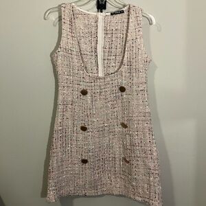 SHEIN Pastel Tweed Sleeveless Mini Dress